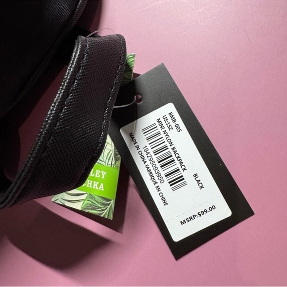 Badgley Mischka Black Mini Nylon Backpack Vegan Leather NWT main image 3